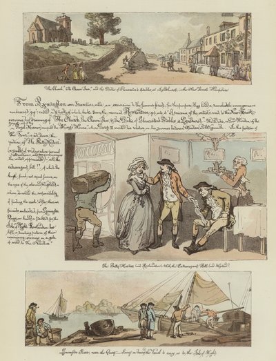 ローランドソンのポスト長椅子でのツアー、1782年（クロモリト） 作： Thomas Rowlandson